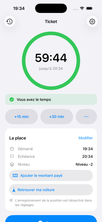 Compte à rebours du stationnement en cours